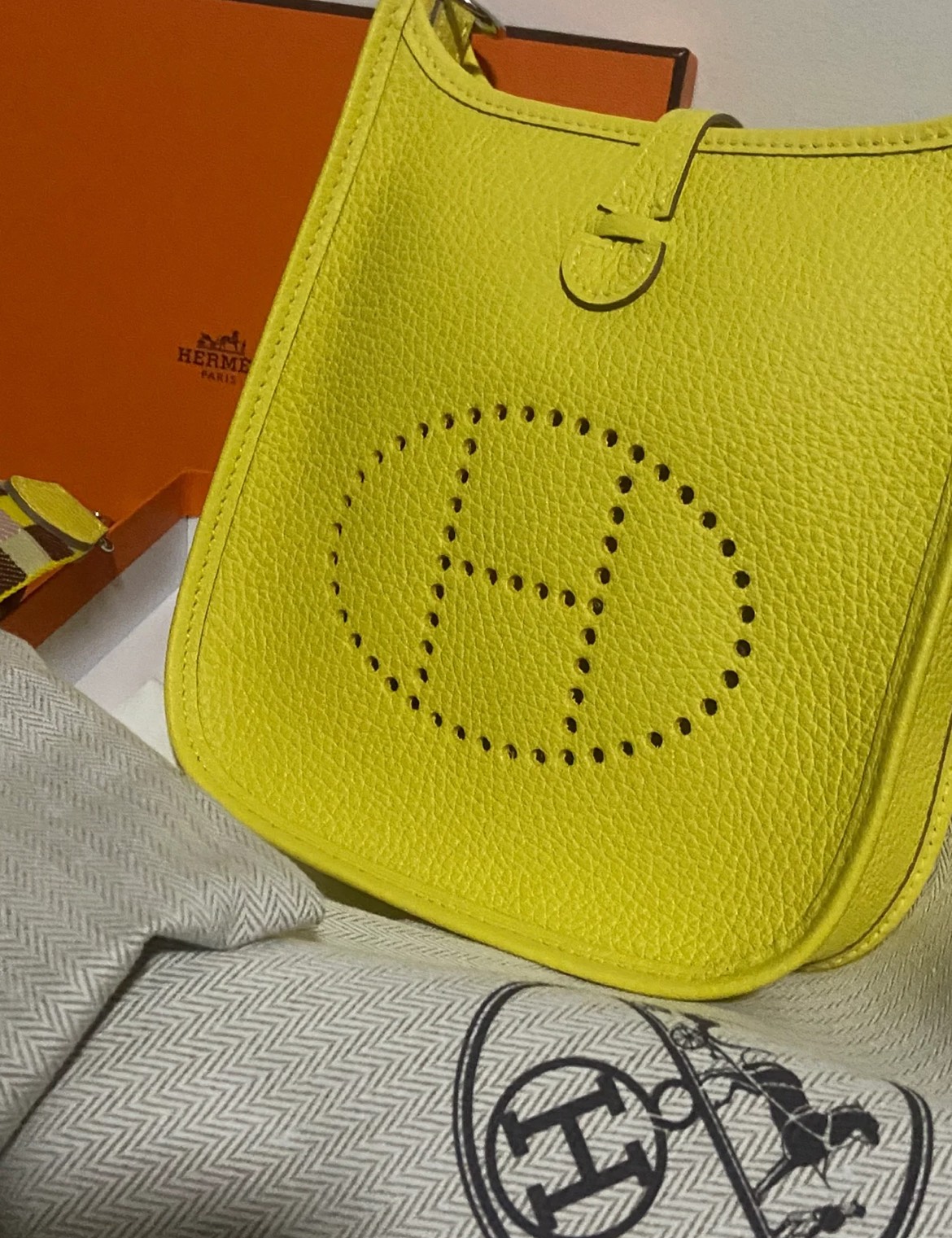 Hermes Evelyne 16 Amazone TPM Shoulder Bag In Yellow Clemence Leather